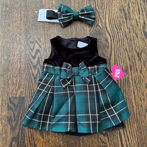 Green Plaid Holiday Dress and Bow